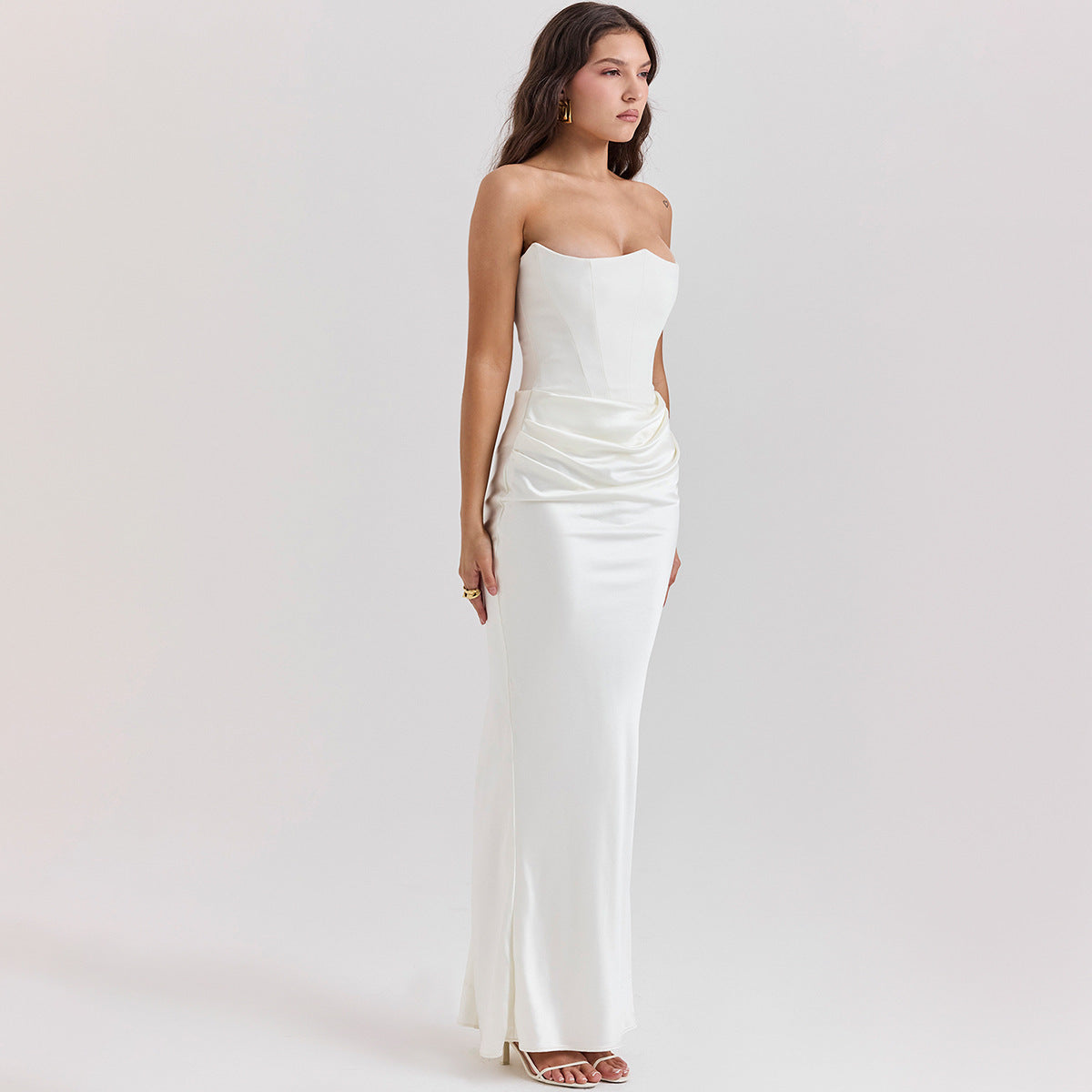 Women's Elegant Corset Midi Dress - Satin Bodycon Fit