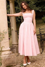 Gingham Print Midi Dress