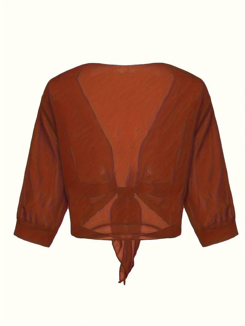 Lightweight Tie-Front Open Blouse