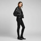 Short Belted Biker Leather Jacket
