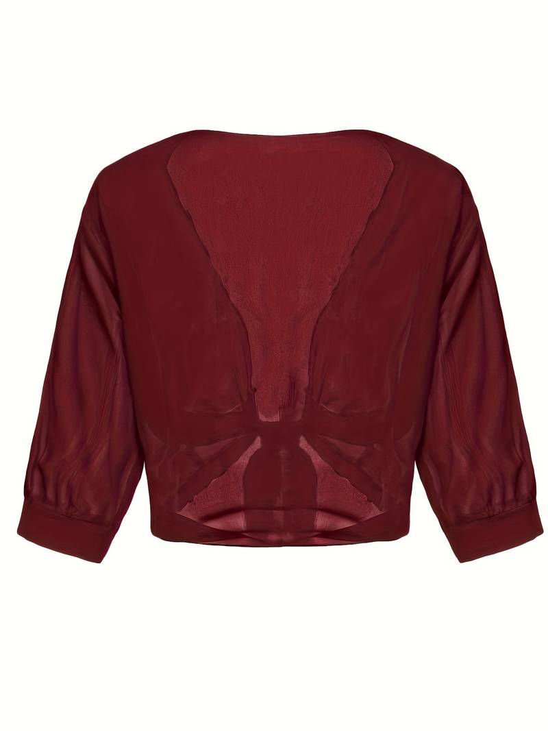 Lightweight Tie-Front Open Blouse