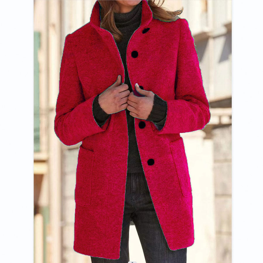 Retro Buttoned Stand Collar Windbreaker
