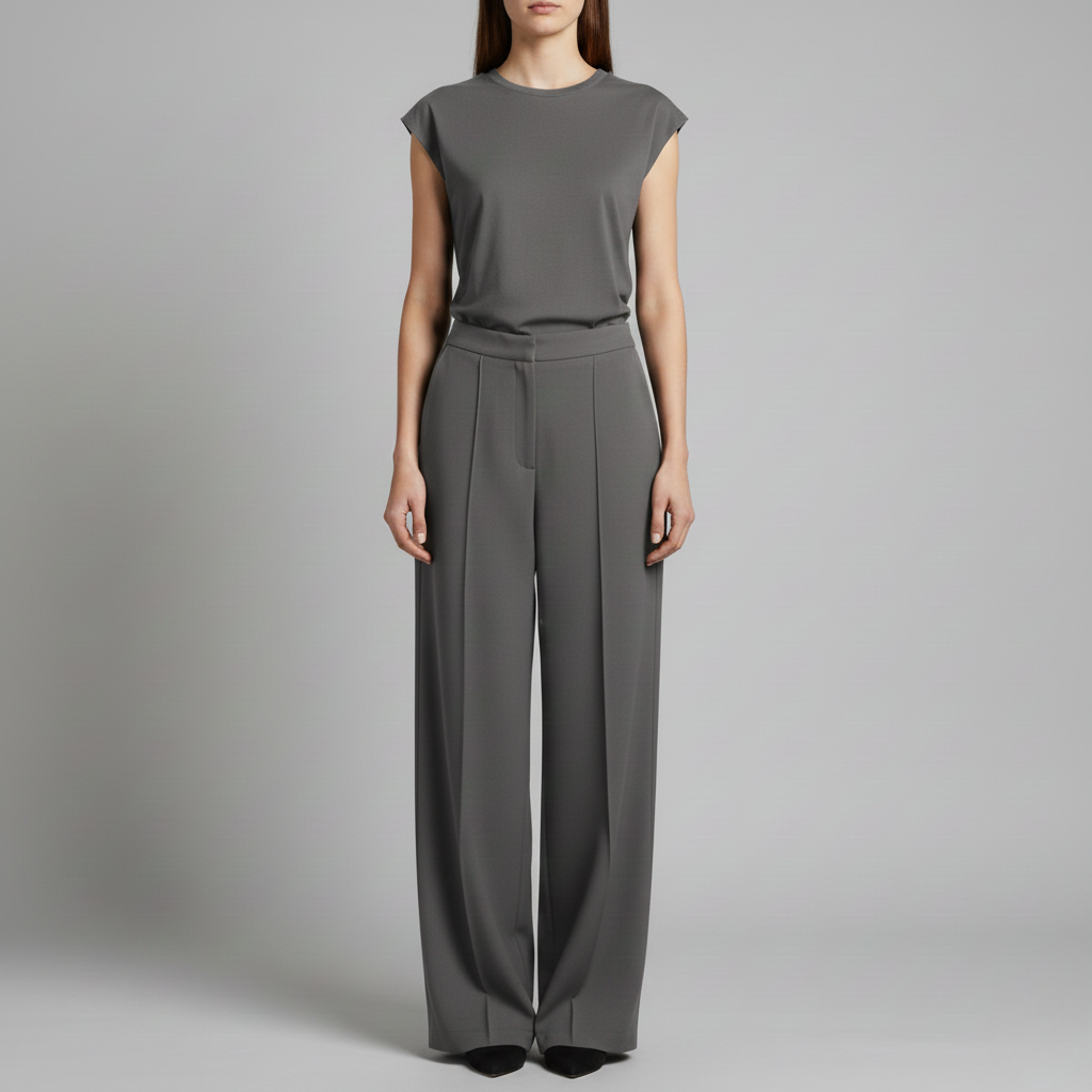 Wide Leg Pants with Front Seam