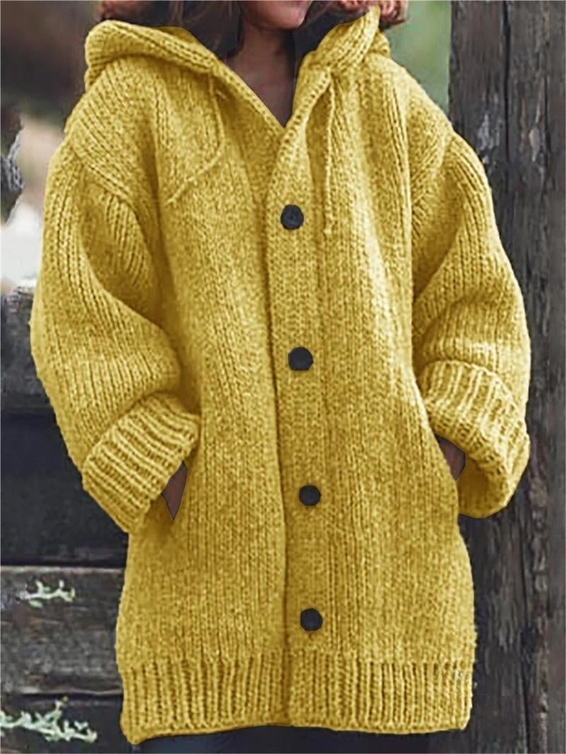 Lang Warm Gebreid Vest met Capuchon