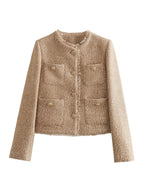 Elegant Short Textured Transitional Jacket