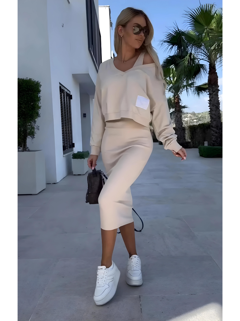 Comfortable Dress and Sweater Set