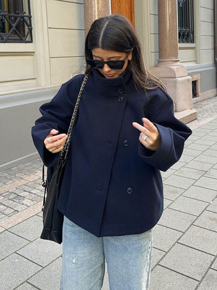 Short Double-Breasted Timeless Wool Coat