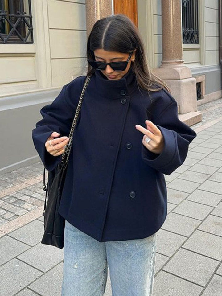 Short Double-Breasted Timeless Wool Coat