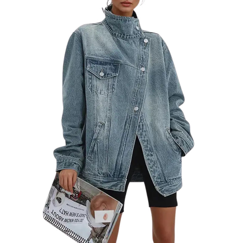 Retro Asymmetric High-Collar Vintage Jacket