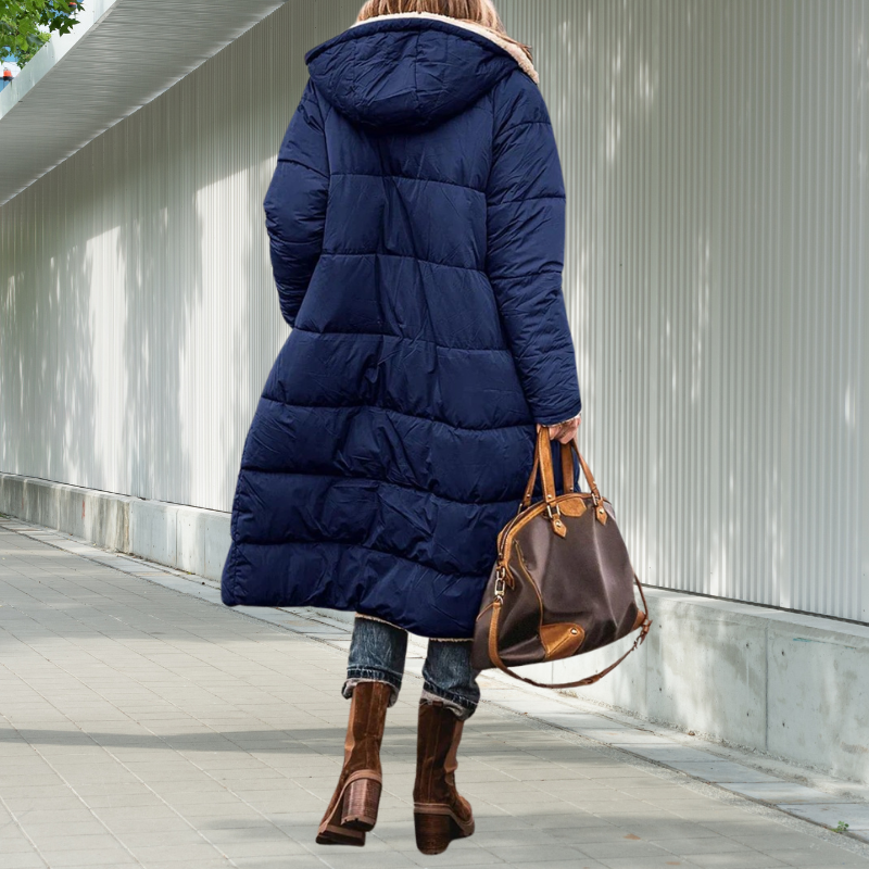 Long Hooded Pocketed Winter Jacket