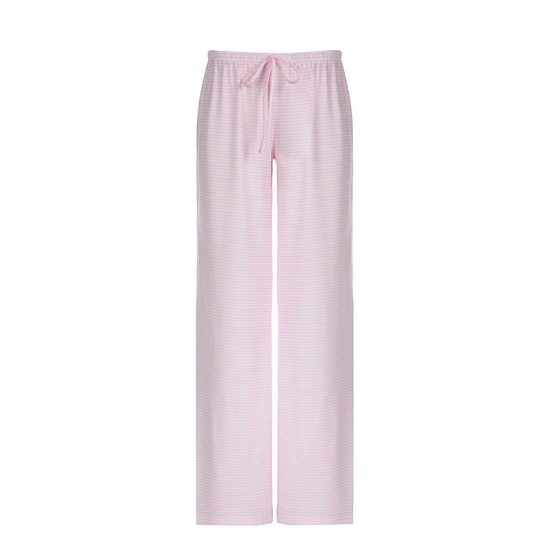 Women's Striped Lounge Trousers - Wide-Leg Pants