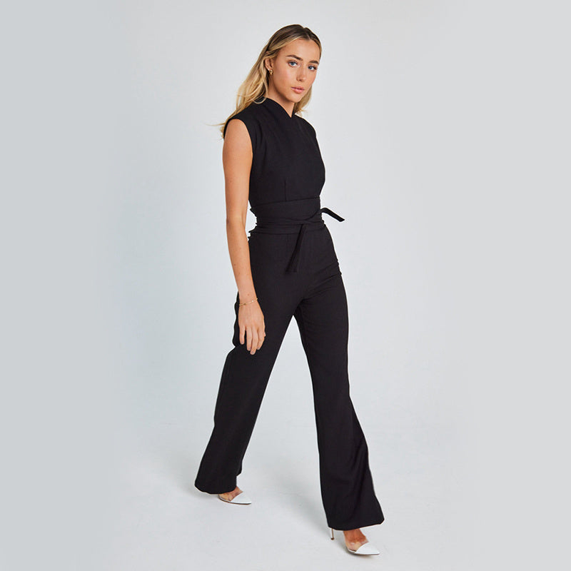 Women's Sleeveless Jumpsuit - Formal Wide-Leg One-Piece Party Suit