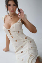 Vintage Embroidered Fishtail Midi Dress