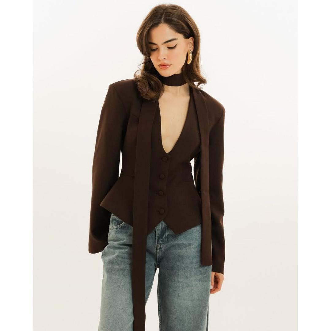 Stylish Women's Blazer With Scarf
