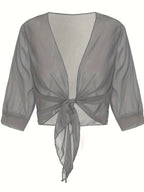 Lightweight Tie-Front Open Blouse