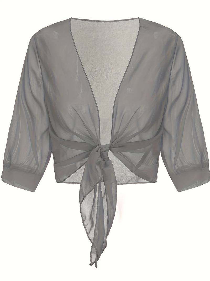 Lightweight Tie-Front Open Blouse