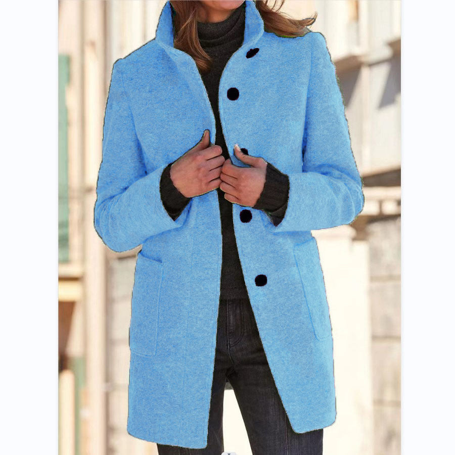 Retro Buttoned Stand Collar Windbreaker