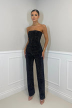 Women’s Strapless Jumpsuit – Bandeau Neckline Wide-Leg