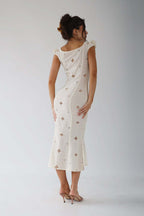 Vintage Embroidered Fishtail Midi Dress