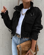 Cropped Transitional Jacket With Pockets