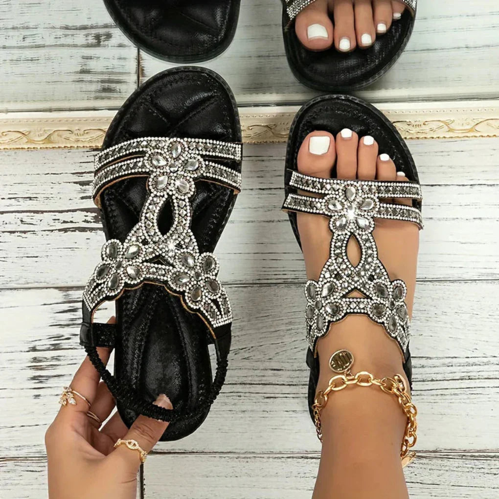 Women’s Spring Floral Embellished Flat Sandals