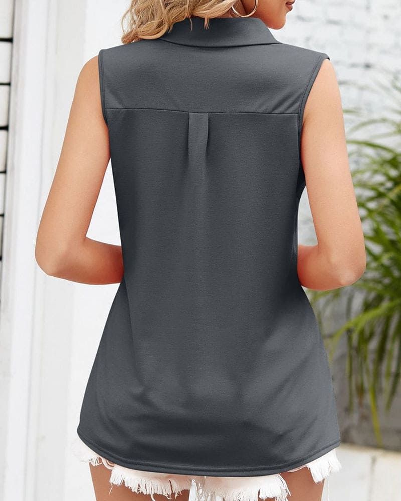 Women's Sleeveless Chiffon Blouse - Relaxed Fit