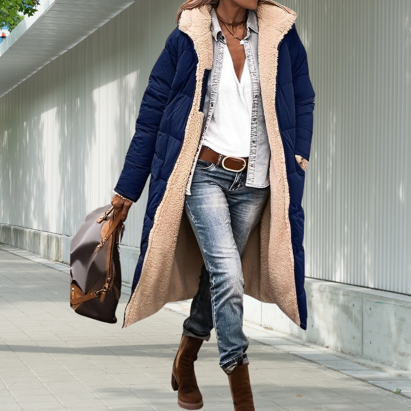 Long Hooded Pocketed Winter Jacket