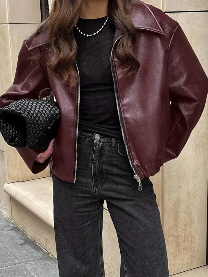 Vintage Red Zippered Bordeaux Jacket