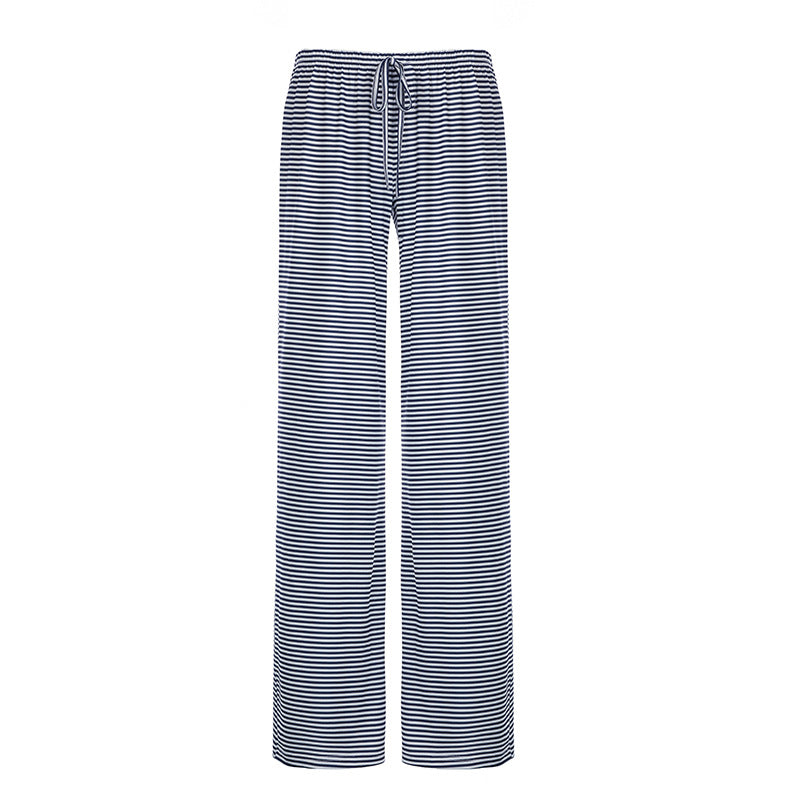 Women's Striped Lounge Trousers - Wide-Leg Pants