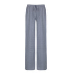 Women's Striped Lounge Trousers - Wide-Leg Pants