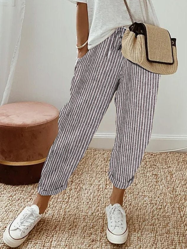 Drawstring Linen Trousers Comfy Women's Summer Pants
