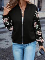 Trendy Floral Print Quilted Jacket