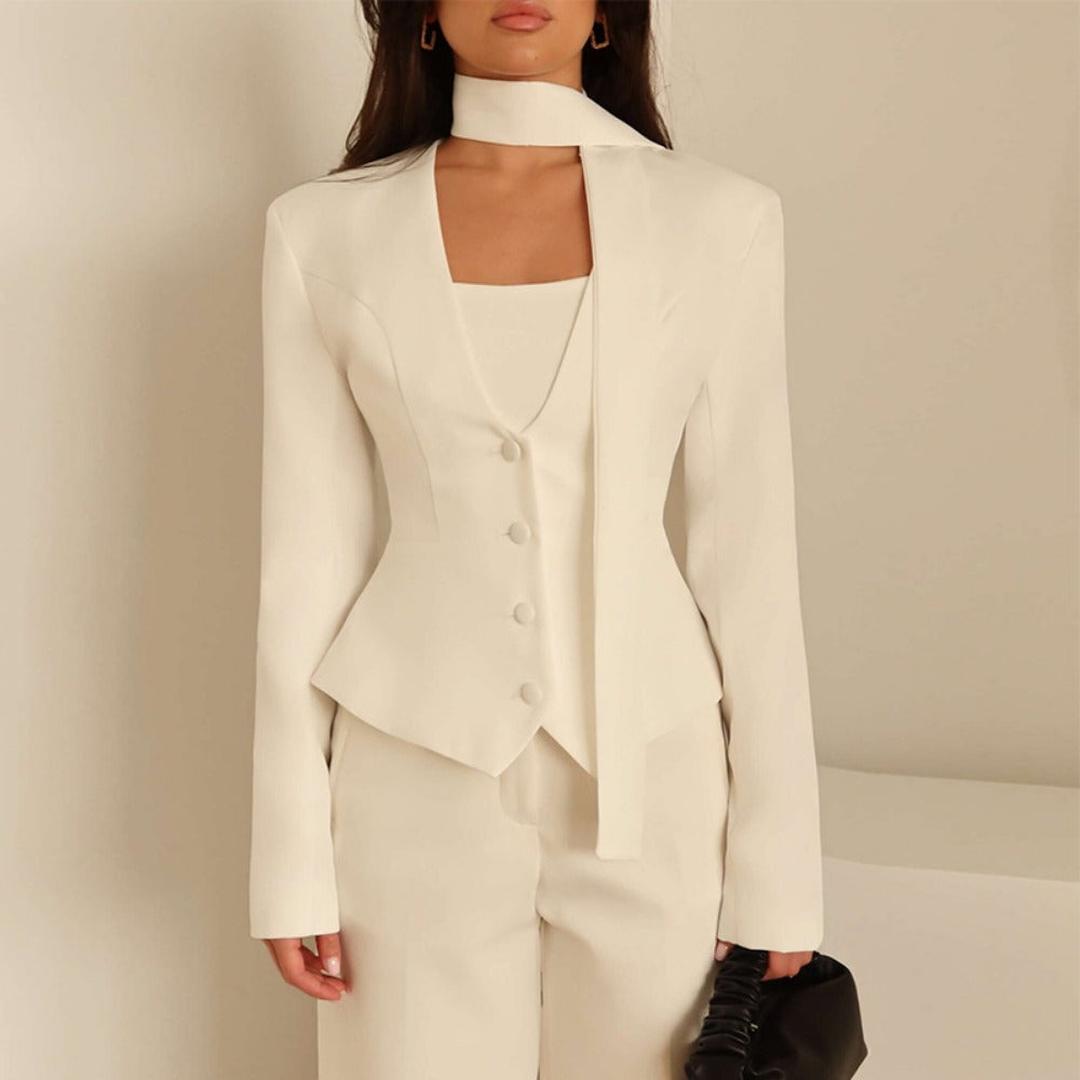 Stylish Women's Blazer With Scarf