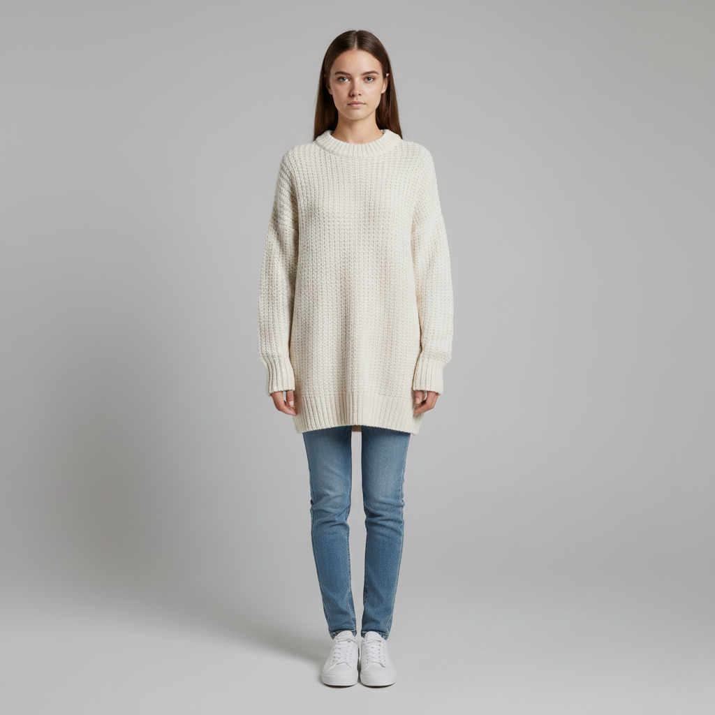 Oversized Knit Crew Neck Sweater