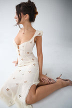Vintage Embroidered Fishtail Midi Dress