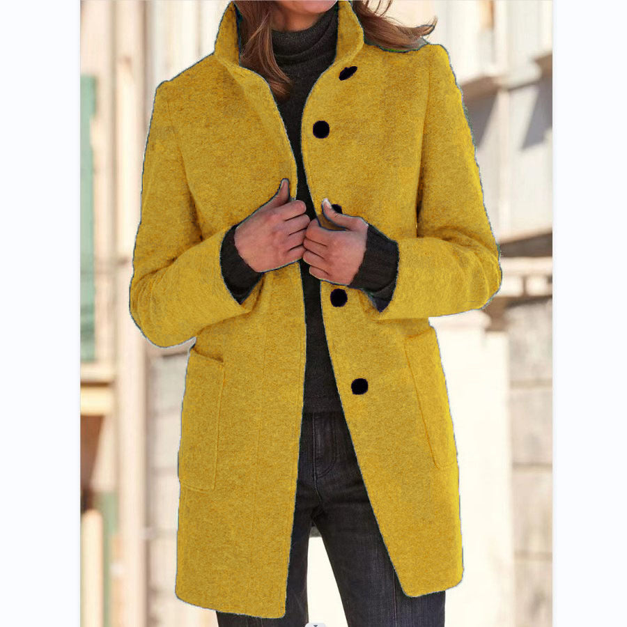 Retro Buttoned Stand Collar Windbreaker