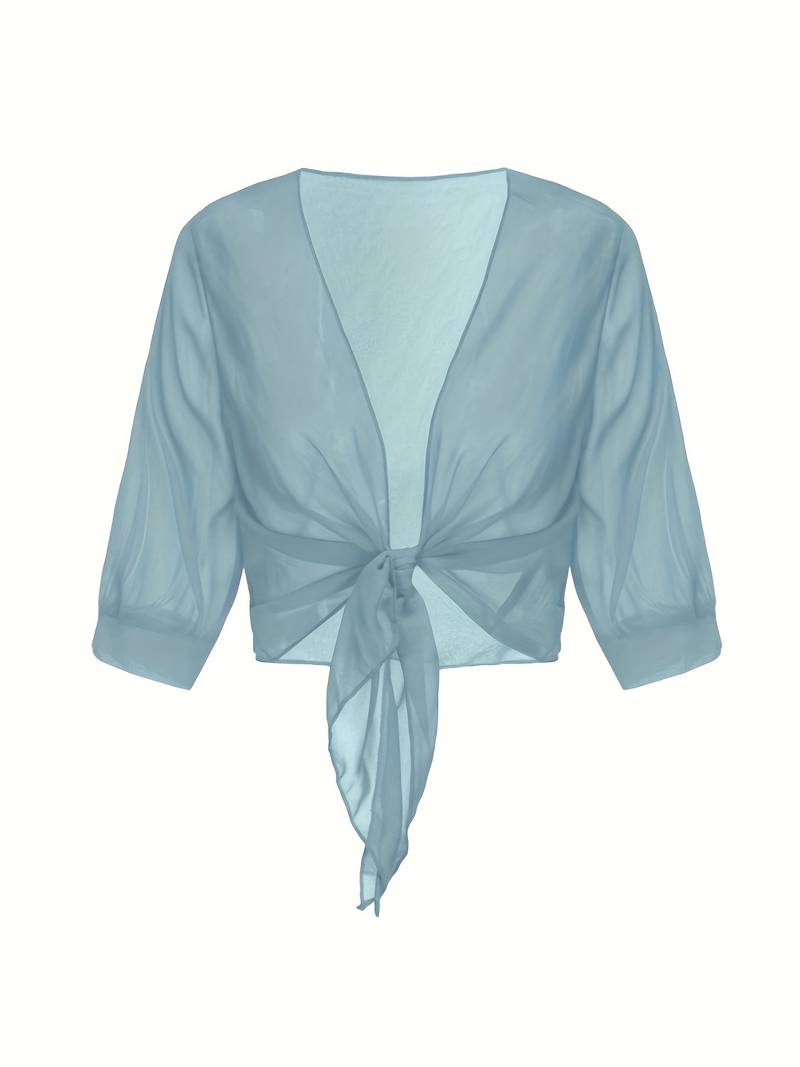 Lightweight Tie-Front Open Blouse