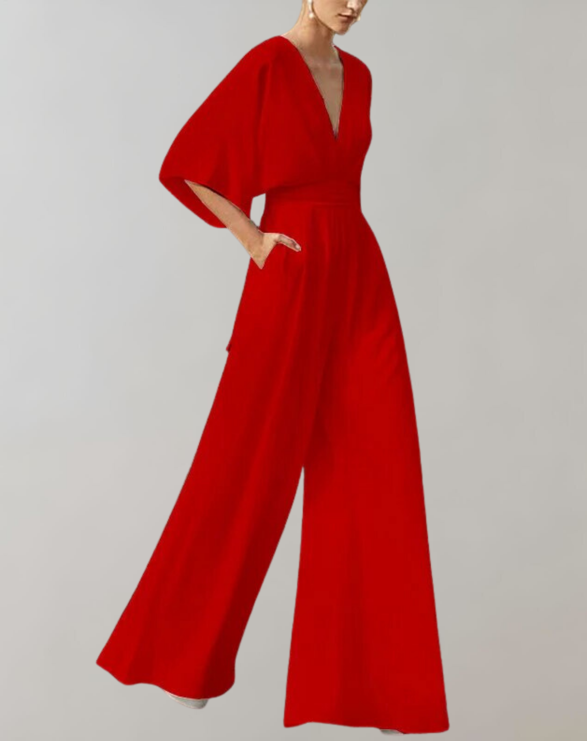 Wide-Leg Women's Jumpsuit – Sleeveless V-Neck Evening Wear