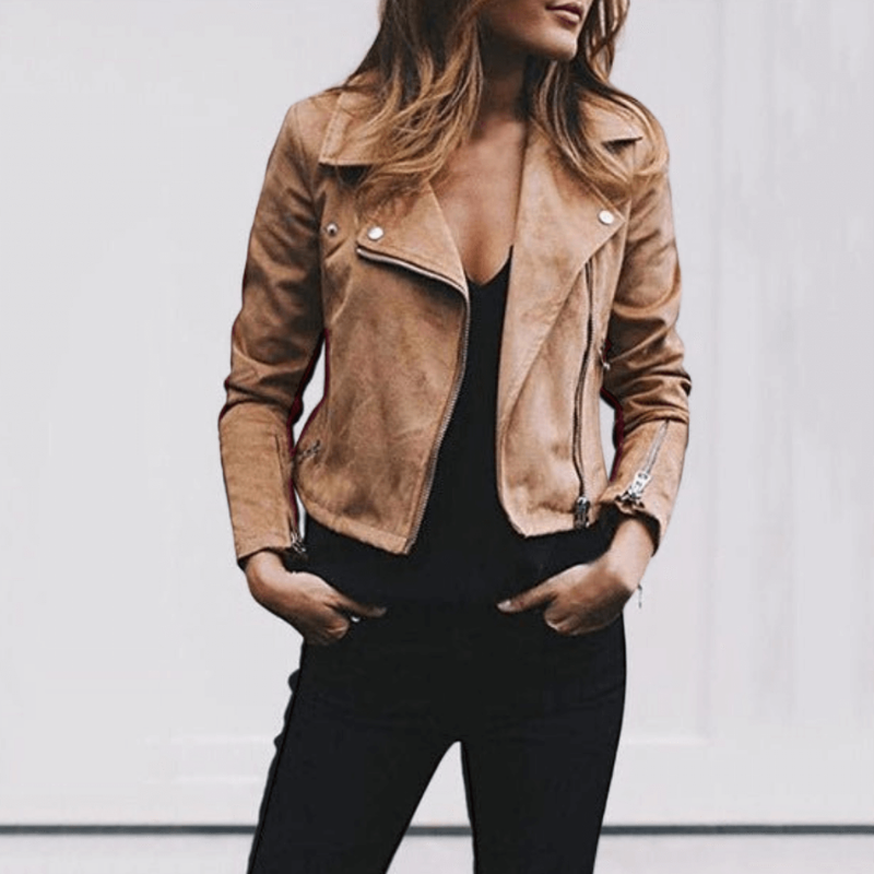 Short Cropped Womens Biker Jacket