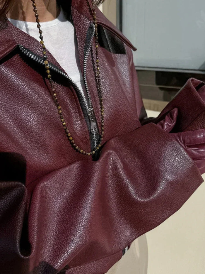 Vintage Red Zippered Bordeaux Jacket