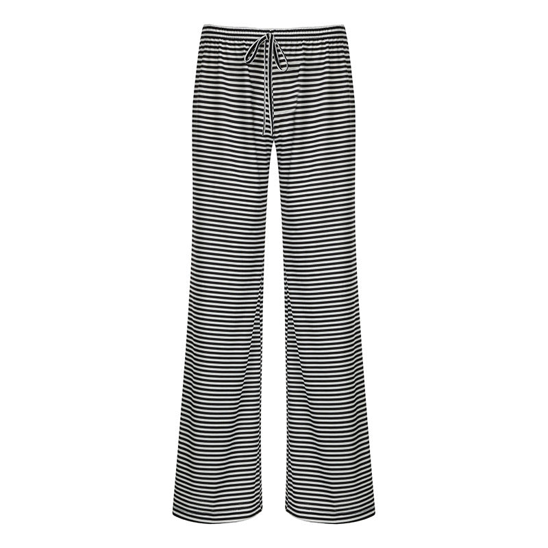 Women's Striped Lounge Trousers - Wide-Leg Pants