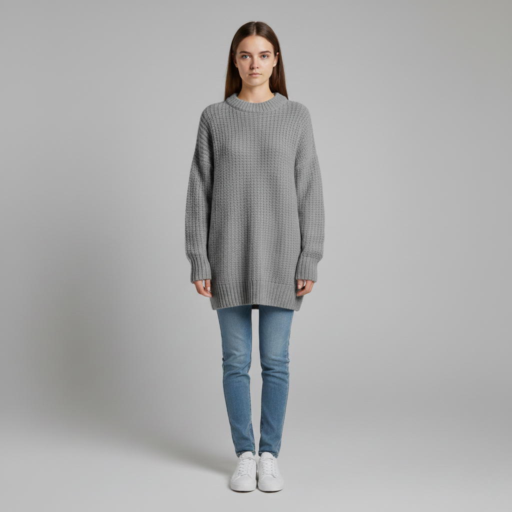 Oversized Knit Crew Neck Sweater