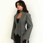 Stylish Women's Blazer With Scarf