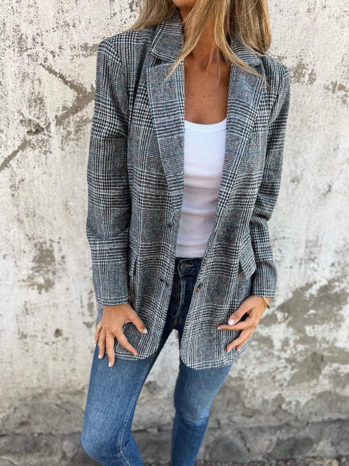 Casual Plaid Lapel Check Blazer
