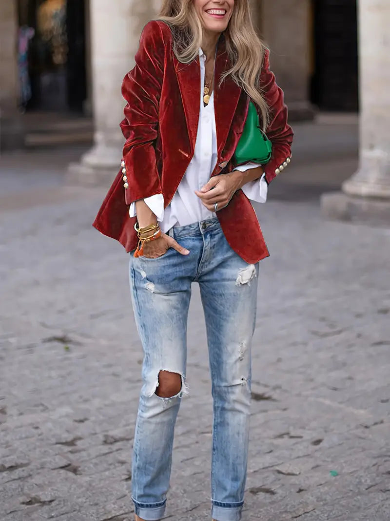 Elegant Velvet Tailored Evening Blazer