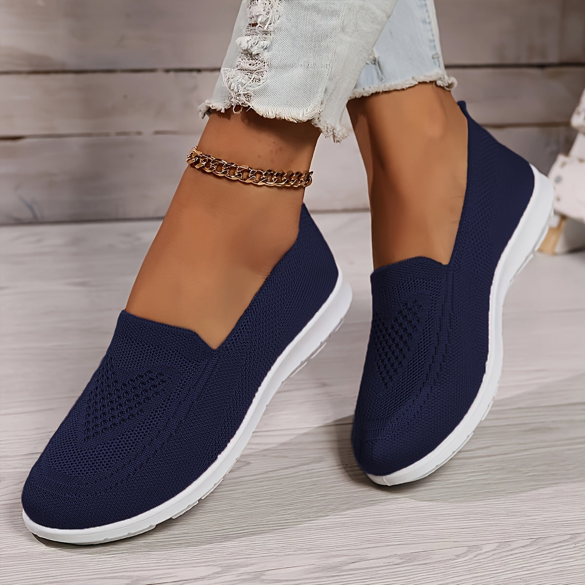 Breathable Knit Slip-On Walking Shoes Women's Trainers
