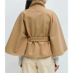 High Collar Belted Cape Coat
