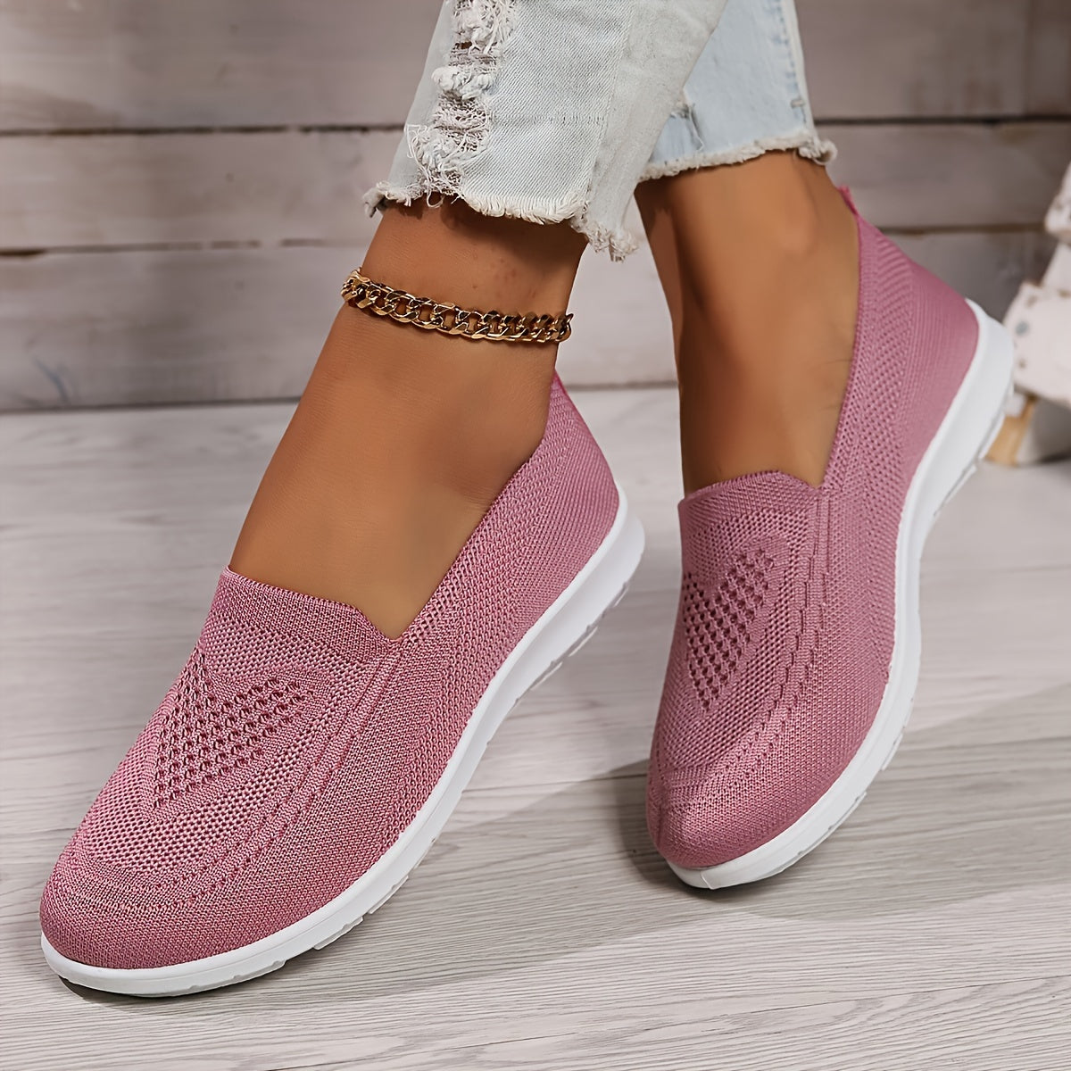 Breathable Knit Slip-On Walking Shoes Women's Trainers