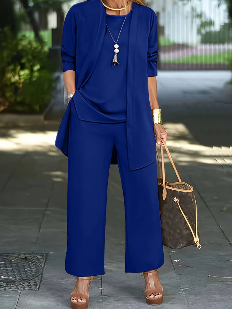 Open-Front 3-Piece Set Elegant Women's Lounge Set