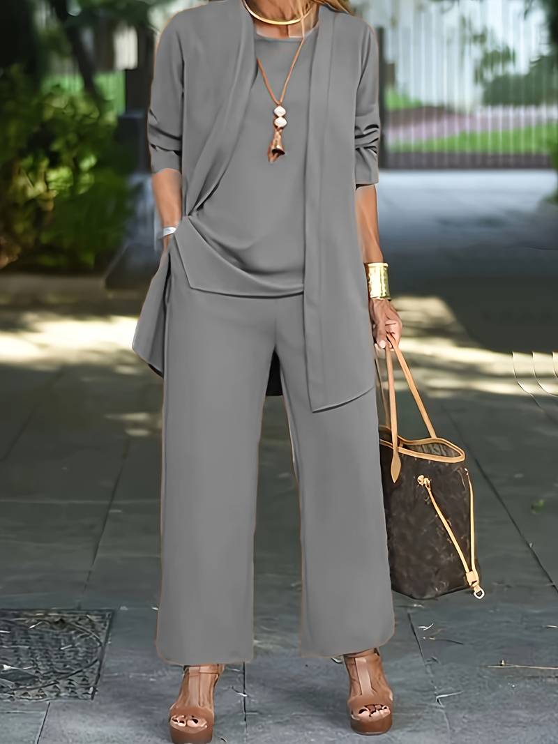Open-Front 3-Piece Set Elegant Women's Lounge Set
